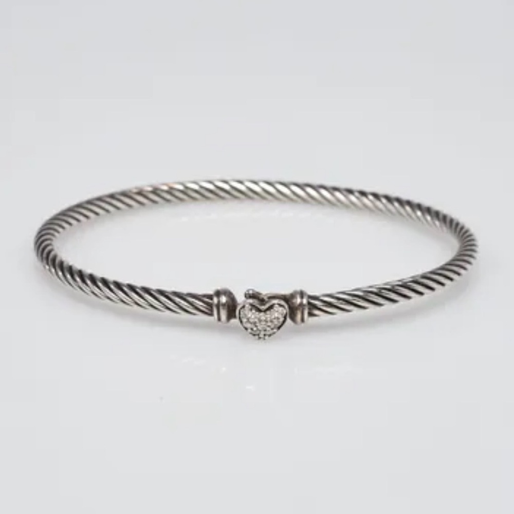 David Yurman Cable Collectibles® Heart Bracelet Sterling Silver w/Pavé Diamonds